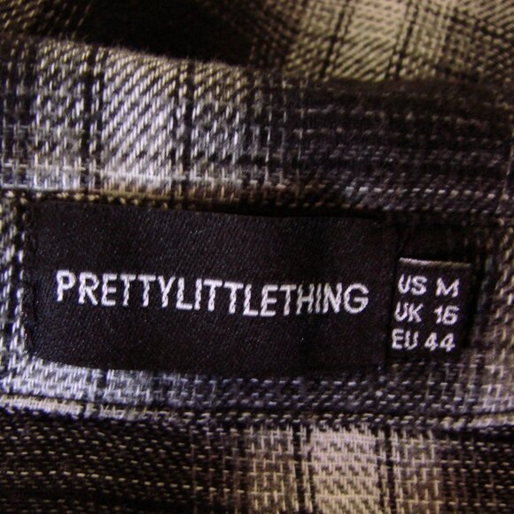 PrettyLittleThing Black and White Checked Oversized Shirt Dress Tunic Medium - Picture 7 of 13